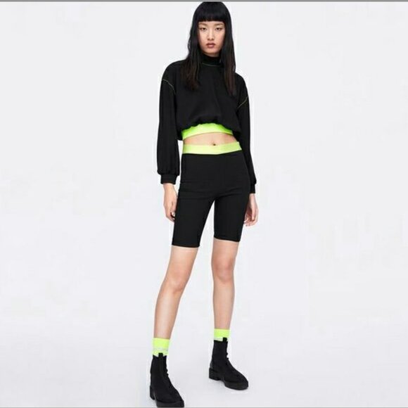 Black & Neon Cropped Crewneck - Picture 3 of 7
